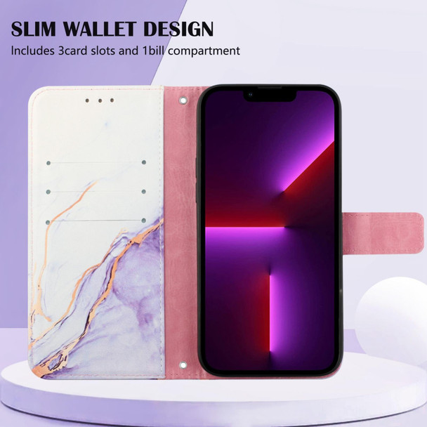 Xiaomi Redmi Note 10 4G / Note 10s PT003 Marble Pattern Flip Leather Phone Case(White Purple LS006)