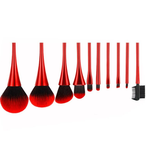10 In 1 Small Waist Goblet Makeup Brush Set Beauty Tools(Red)