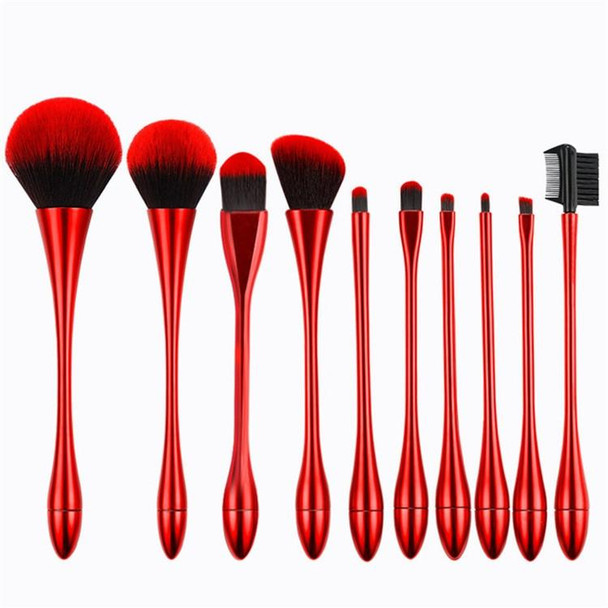 10 In 1 Small Waist Goblet Makeup Brush Set Beauty Tools(Red)