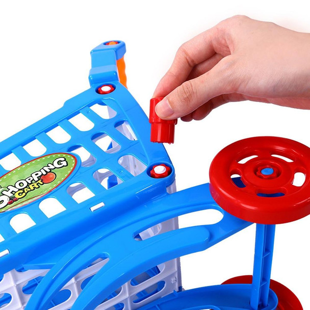 Children Toy Hand Push Plastic Simulation Mini Supermarket Shopping Cart Baby Fun Toddler Stroller(Blue)