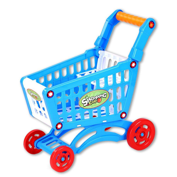 Children Toy Hand Push Plastic Simulation Mini Supermarket Shopping Cart Baby Fun Toddler Stroller(Blue)