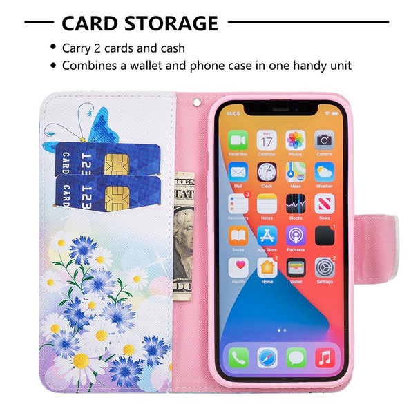 Colored Drawing Pattern Horizontal Flip Leatherette Case with Holder & Card Slots & Wallet - iPhone 13(Butterfly Love)