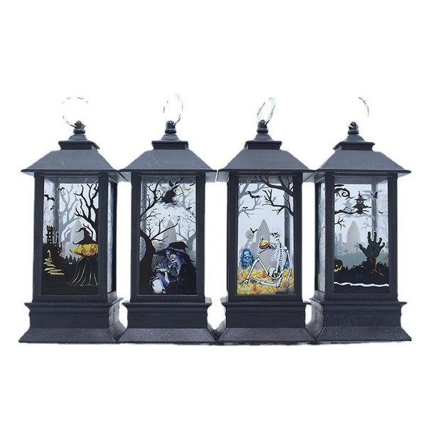 2 PCS Halloween Decoration Props LED Portable Small Wind Lantern(Castle Witch)