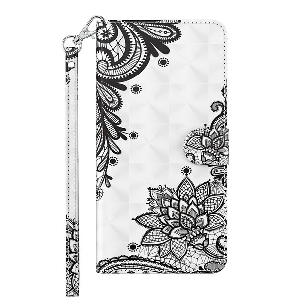 3D Painting Pattern Horizontal Flip TPU + PU Leatherette Case with Holder & Card Slots & Wallet - iPhone 13(Diagonal Black Flower)