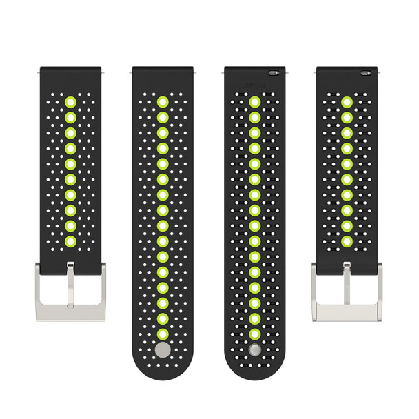 Suunto 9 Peak Universal Colorful Hole Silicone Watch Band(Black Lime Green)