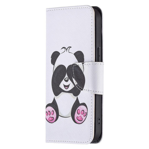 Colored Drawing Pattern Horizontal Flip Leatherette Case with Holder & Card Slots & Wallet - iPhone 13 mini(Panda)