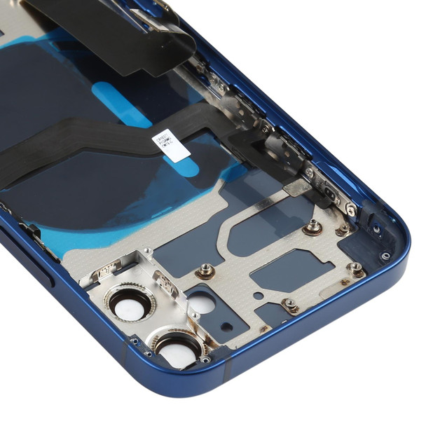 Battery Back Cover Assembly (with Side Keys & Loud Speaker & Motor & Camera Lens & Card Tray & Power Button + Volume Button + Charging Port & Wireless Charging Module) for iPhone 12 Mini(Blue)