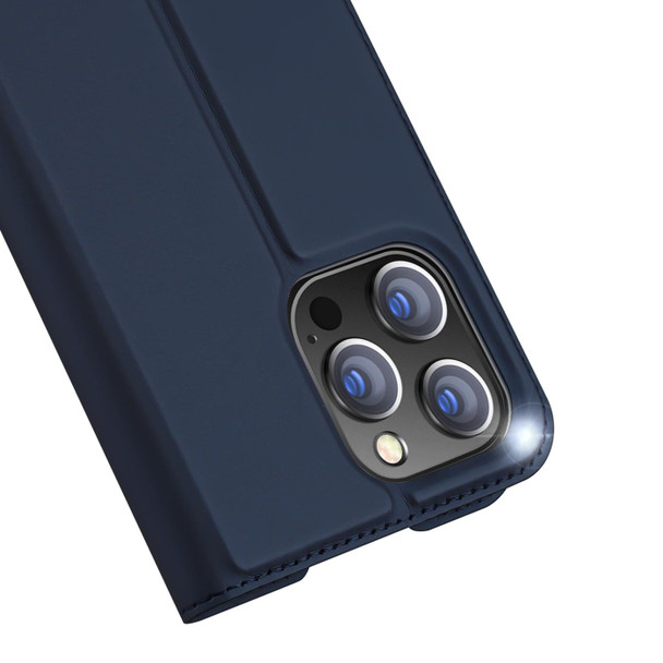 DUX DUCIS Skin Pro Series Shockproof Horizontal Flip Leatherette Phone Case - iPhone 14 Pro Max(Dark Blue)