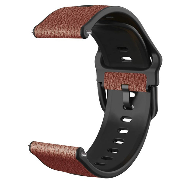 22mm Two-layer Cowhide Leatherette Watch Band(Brown)