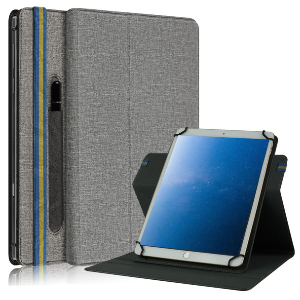 10 inch Cloth Texture Horizontal Flip Universal Tablet PC Leatherette Case with Pen Slot(Grey)