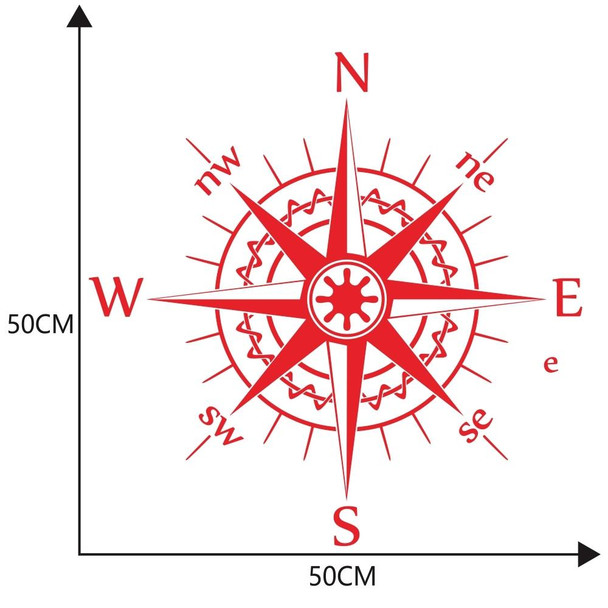 D-863 Compass Pattern Car Modified Decorative Sticker(Red)