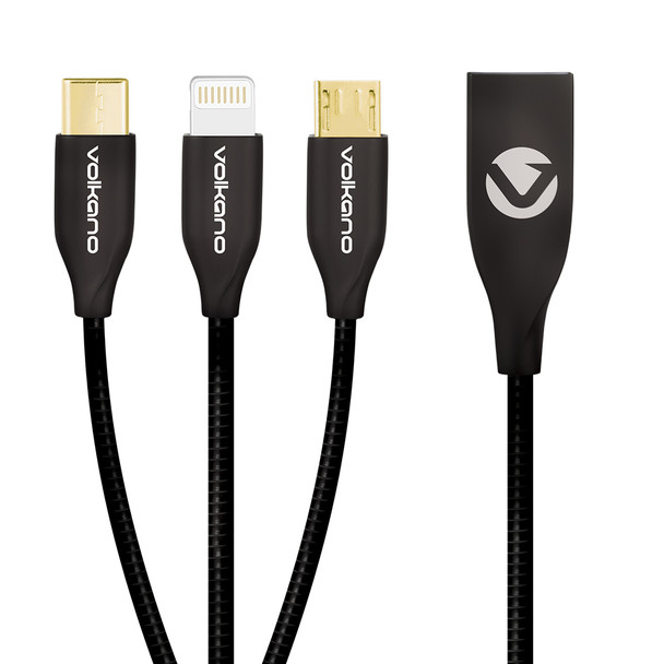 Volkano Iron Series Flexible Metal 3-in-1 Charging Cable