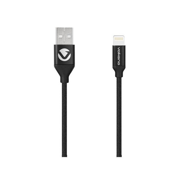 Volkano Weave Series Fabric Braided MFI Lightning Cable - 1.2m - Black