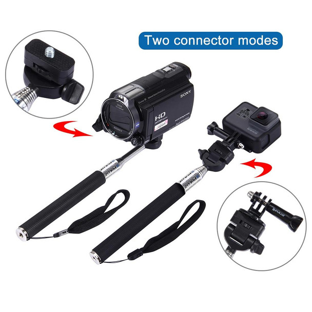 PULUZ Extendable Handheld Selfie Monopod for GoPro HERO10 Black / HERO9 Black / HERO8 Black / HERO7 /6 /5 /5 Session /4 Session /4 /3+ /3 /2 /1, Xiaoyi and Other Action Cameras, Length: 22.5-80cm