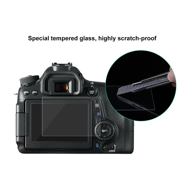PULUZ 2.5D 9H Tempered Glass Film for Canon 650D, Compatible with 80D / 70D / 77D(9000D) / 800D(X9I) / 700D(X7I) / 750D(X8I) / 760D(8000D) / XC10 / XC15 / 7D2, Pentax Q1 / K-S1 /Q10 / Q7, Panasonic Z