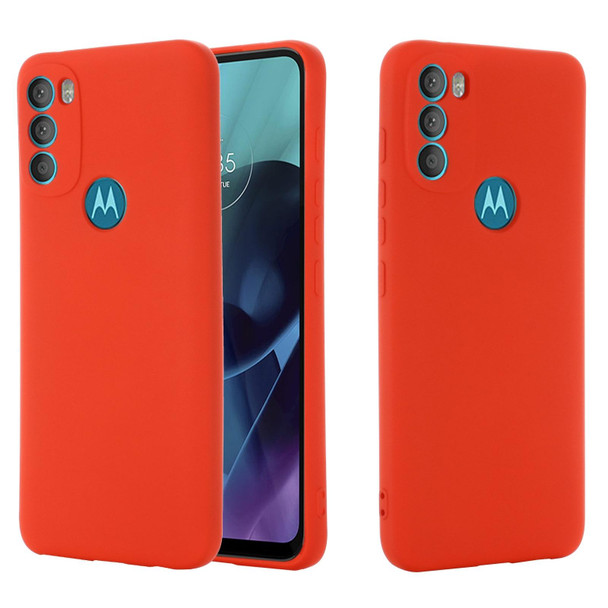 Motorola Moto G71 5G Pure Color Liquid Silicone Shockproof Full Coverage Phone Case(Red)