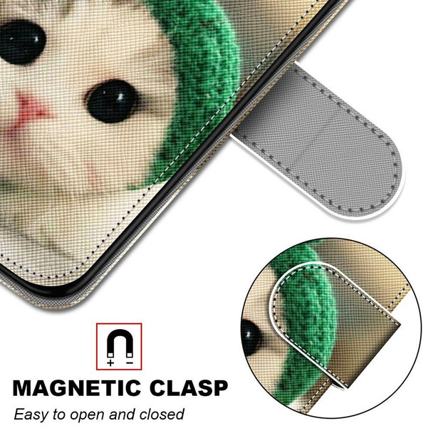 Coloured Drawing Cross Texture Horizontal Flip PU Leatherette Case with Holder & Card Slots & Wallet & Lanyard - iPhone 12 / 12 Pro(Frog Kitten)