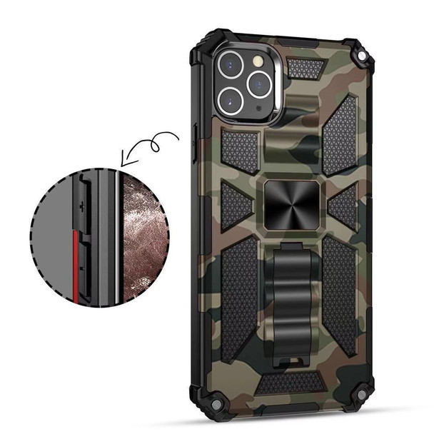 Camouflage Armor Shockproof TPU + PC Magnetic Protective Case with Holder - iPhone 11 Pro(Army Green)