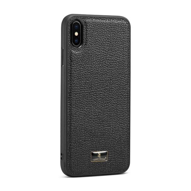 Fierre Shann Leatherette Texture Phone Back Cover Case - iPhone XR(Lychee Black)