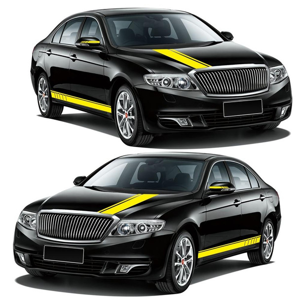 D-930 Lines Pattern Car Modified Decorative Sticker(Yellow)