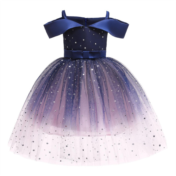 Girls One-shoulder Sequined Tutu Dress (Color:Blue Size:120)