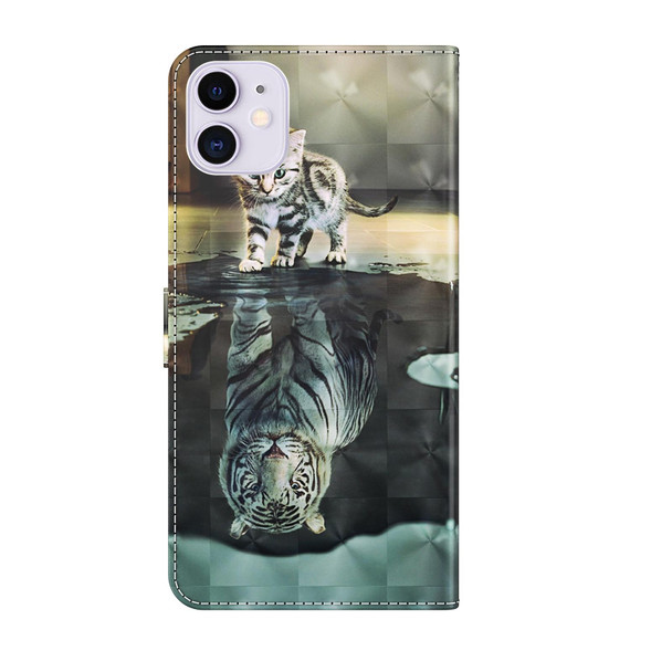 3D Painting Pattern Horizontal Flip TPU + PU Leatherette Case with Holder & Card Slots & Wallet - iPhone 13 mini(Cat Tiger)