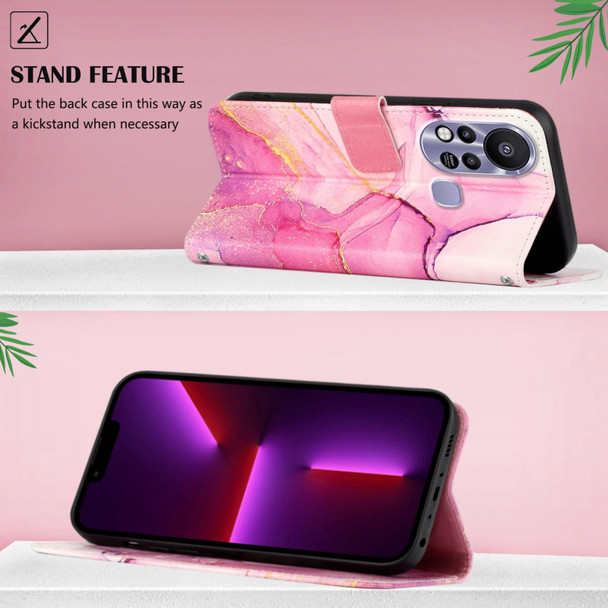 Infinix Hot 11S PT003 Marble Pattern Flip Leather Phone Case(Pink Purple Gold LS001)