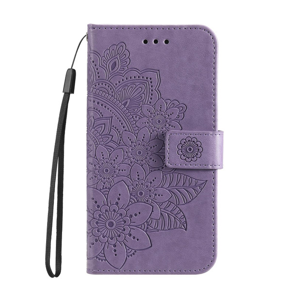 Infinix Note 10 7-petal Flowers Embossing Pattern Horizontal Flip PU Leather Case with Holder & Card Slots & Wallet & Photo Frame(Light Purple)