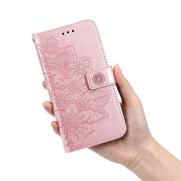 Infinix Hot 9 / Note 7 Lite 7-petal Flowers Embossing Pattern Horizontal Flip PU Leather Case with Holder & Card Slots & Wallet & Photo Frame(Rose Gold)