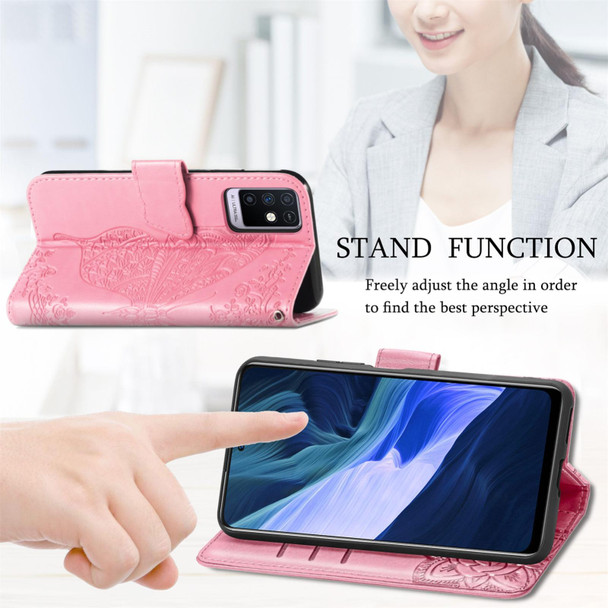 Butterfly Love Flowers Embossed Horizontal Flip Leatherette Case with Holder & Card Slots & Wallet & Lanyard - Infinix Note 10(Pink)