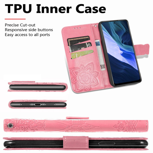 Butterfly Love Flowers Embossed Horizontal Flip Leatherette Case with Holder & Card Slots & Wallet & Lanyard - Infinix Note 10(Pink)