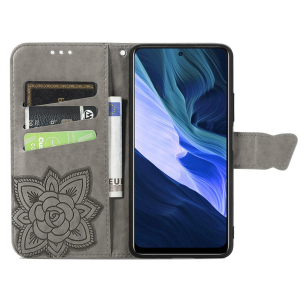 Butterfly Love Flowers Embossed Horizontal Flip Leatherette Case with Holder & Card Slots & Wallet & Lanyard - Infinix Note 10(Gray)