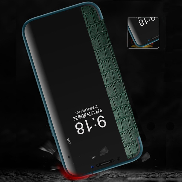 Crocodile Texture Display Window Horizontal Flip Leatherette Case - iPhone 12 mini(Black)