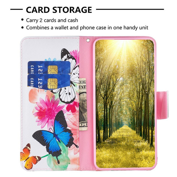 Xiaomi Redmi 10C Colored Drawing Pattern Leather Phone Case(Butterflies)