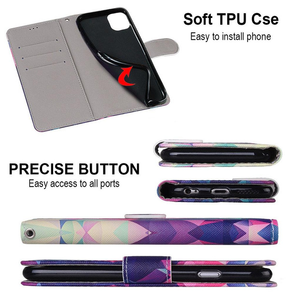 Coloured Drawing Cross Texture Horizontal Flip PU Leatherette Case with Holder & Card Slots & Wallet & Lanyard - iPhone 12 Pro Max(Translucent Glass)