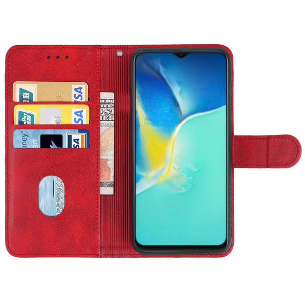 vivo Y15s Leather Phone Case(Red)