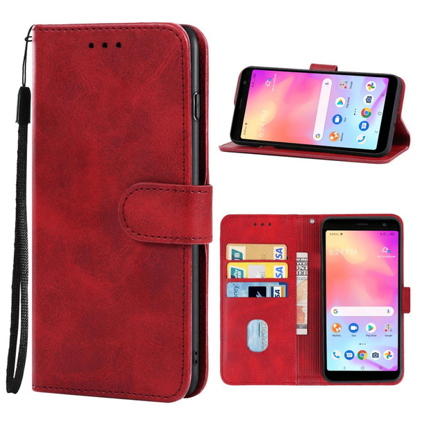 Leather Phone Case - Alcatel TCL A3X A600DL(Red)