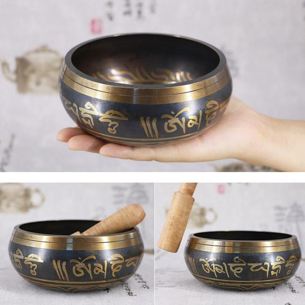 FB02-T8 Buddha Sound Bowl Yoga Meditation Bowl Home Decoration, Random Color And Pattern Delivery, Size: 17.5cm(Bowl+Small Wooden Stick)