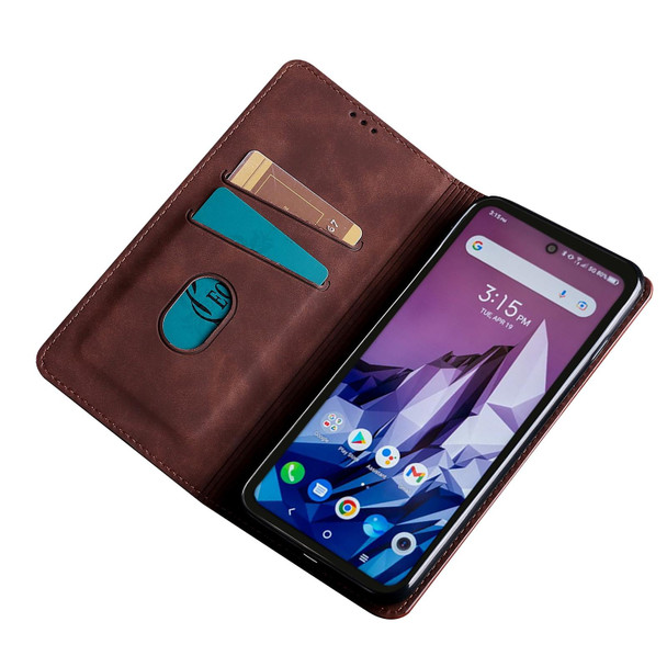 Alcatel 1B 2022 Skin Feel Magnetic Horizontal Flip Leatherette Phone Case(Dark Brown)