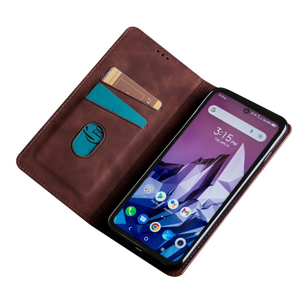 Alcatel Axel / Lumos Skin Feel Magnetic Horizontal Flip Leatherette Phone Case(Dark Brown)