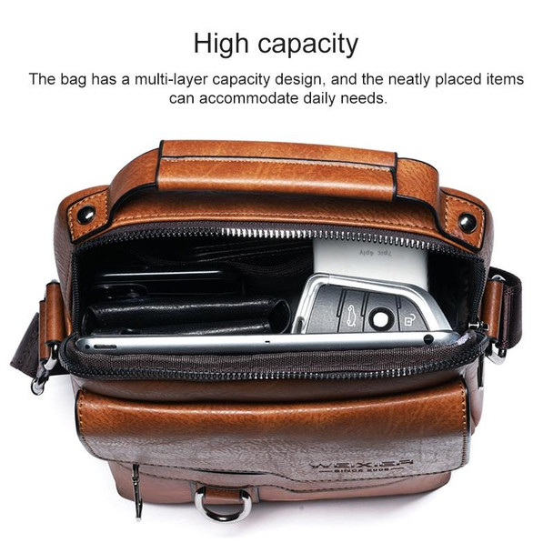WEIXIER 8642 Men Business Retro PU Leather Handbag Crossbody Bag (Brown)