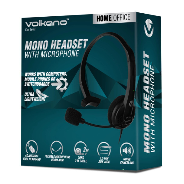 Volkano Chat Series Mono Headset with Boom Microphone