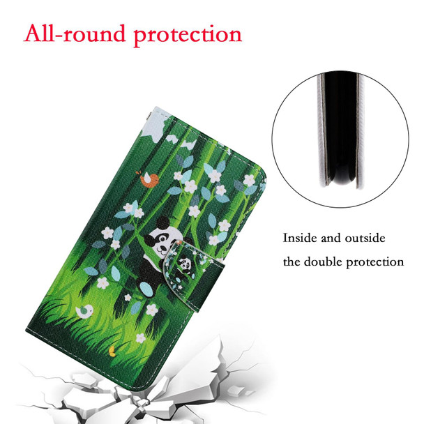 Coloured Drawing Pattern Leatherette Phone Case - iPhone 13 Pro(Panda)