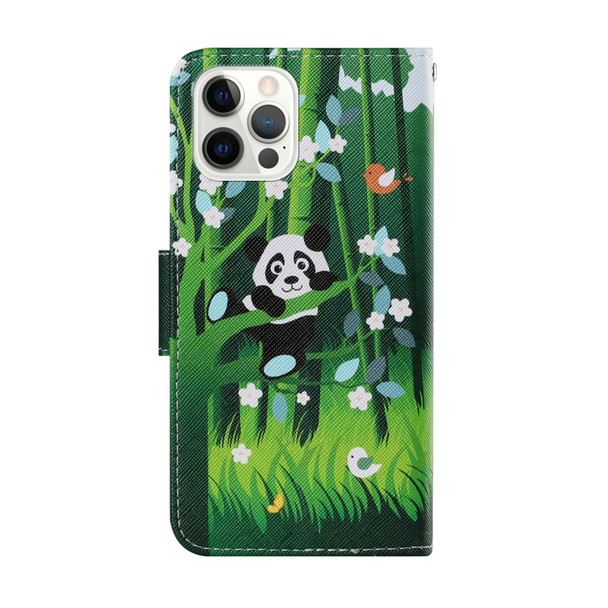 Coloured Drawing Pattern Leatherette Phone Case - iPhone 13 Pro(Panda)