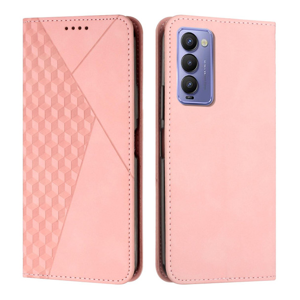 Tecno Camon 18P / 18 Diamond Splicing Skin Feel Magnetic Leather Phone Case(Rose Gold)