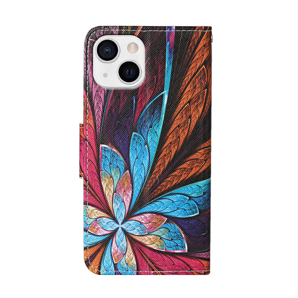 Colored Drawing Pattern Flip Leatherette Case - iPhone 13 mini(Colorful Flowers)