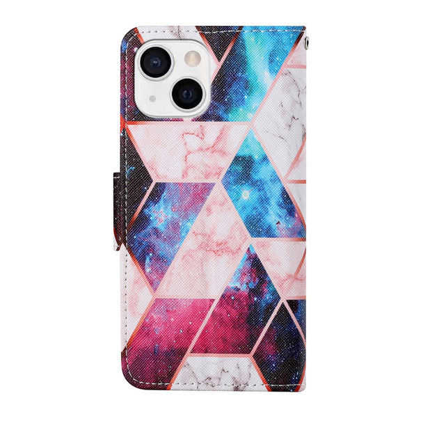 Colored Drawing Pattern Horizontal Flip Leatherette Phone Case - iPhone 13 mini(Starry Marble)