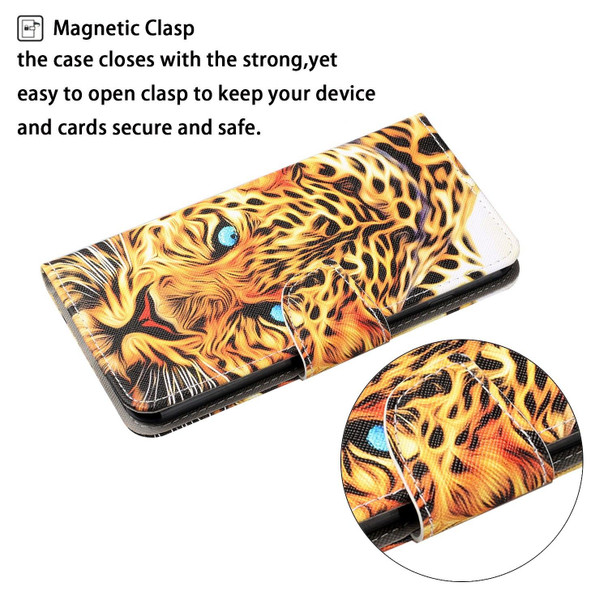 Colored Drawing Pattern Horizontal Flip Leatherette Phone Case - iPhone 13(Yellow Leopard)