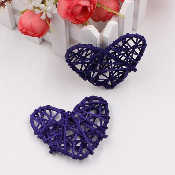 5 PCS 6cm Artificial Straw Ball DIY Decoration Rattan Heart Christmas Decor Home Ornament(Purple)