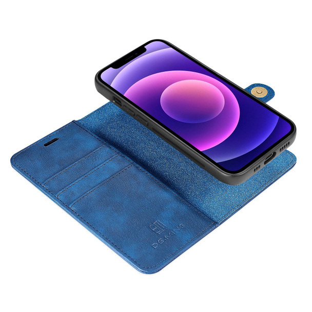DG.MING Crazy Horse Texture Flip Detachable Magnetic Leatherette Case with Holder & Card Slots & Wallet - iPhone 13(Blue)